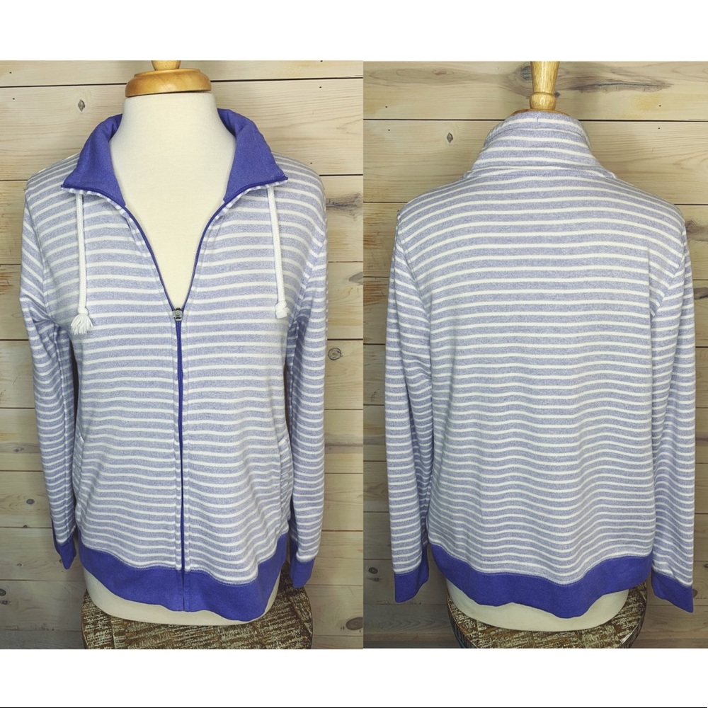 GS - GEAR FOR SPORTS Purple &White Stripe Zip Up Jacket